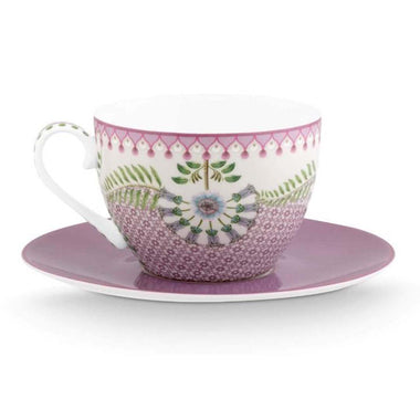 Pip Studio Lily & Lotus Tiles Cup & Saucer - Lilac